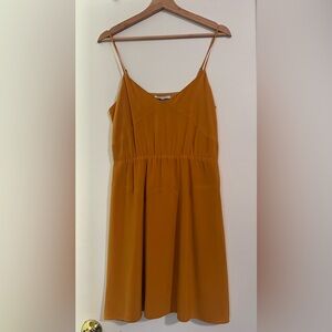 VINTAGE Madewell Broadway & Broome Silk Slip Dress Orange Yellow Mustard Color 2